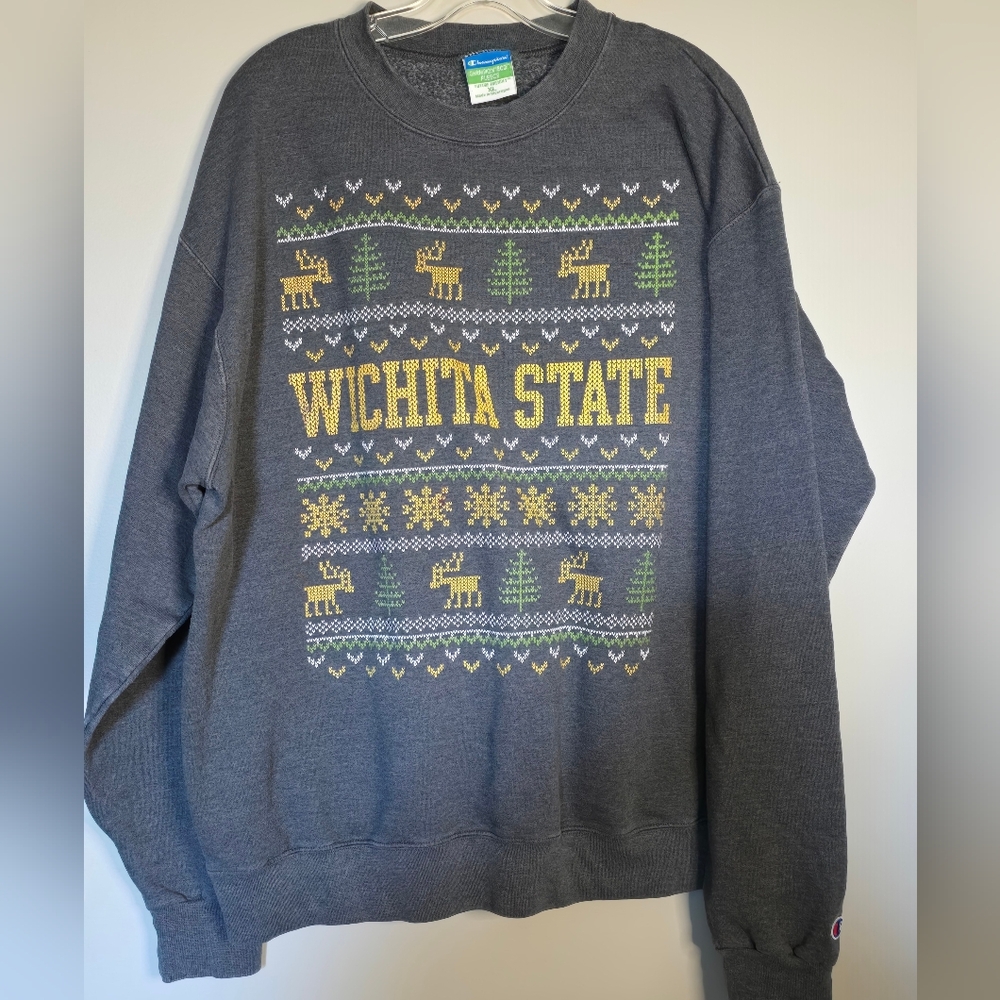 Champion Wichita State Gray Crewneck with Yellow & Green Knit Graphic